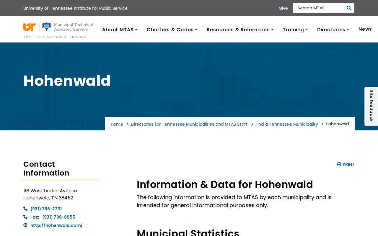 Hohenwald criminal records city officials directory